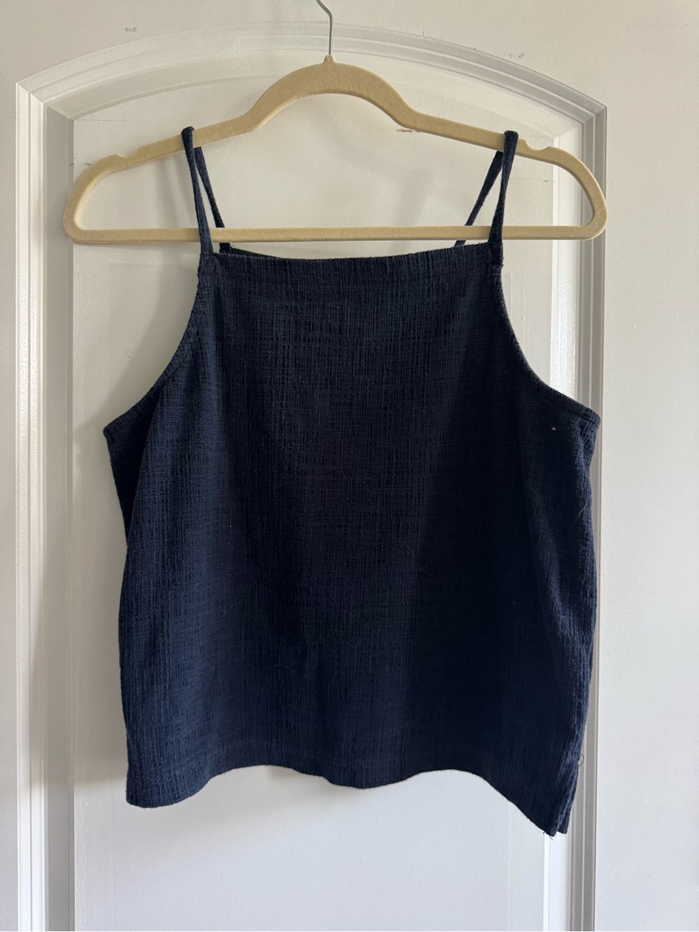 Madewell | Textured + Thread Boxy Navy Spaghetti-Strap Tank Size M